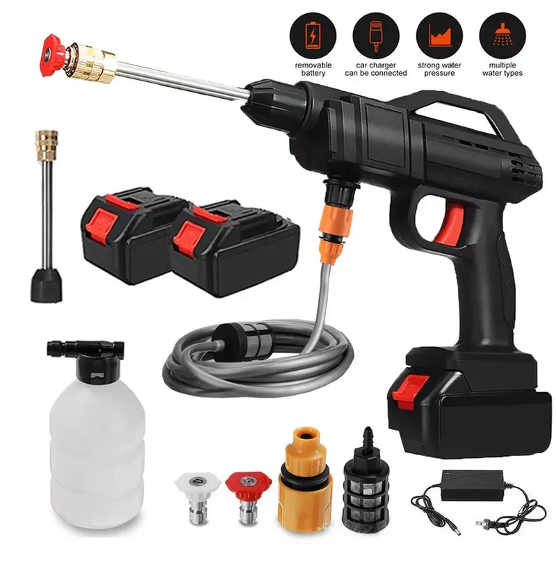 A.M.C. Idropulitrice portatile a batteria con 2 batterie e Tubo da 5M