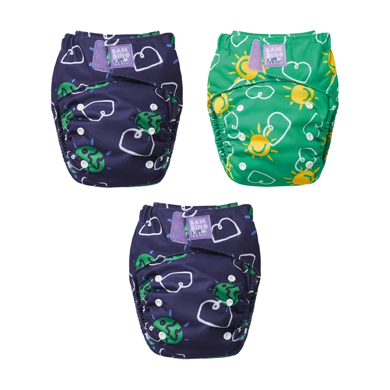 Revolutionary Try-Me-Trio Reusable Diaper Bundle in Bright Skies
