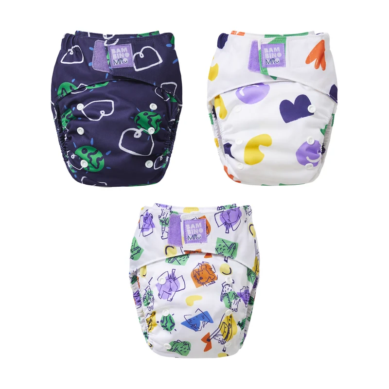 Revolutionary Try-Me-Trio Reusable Diaper Bundle in Little Heroes