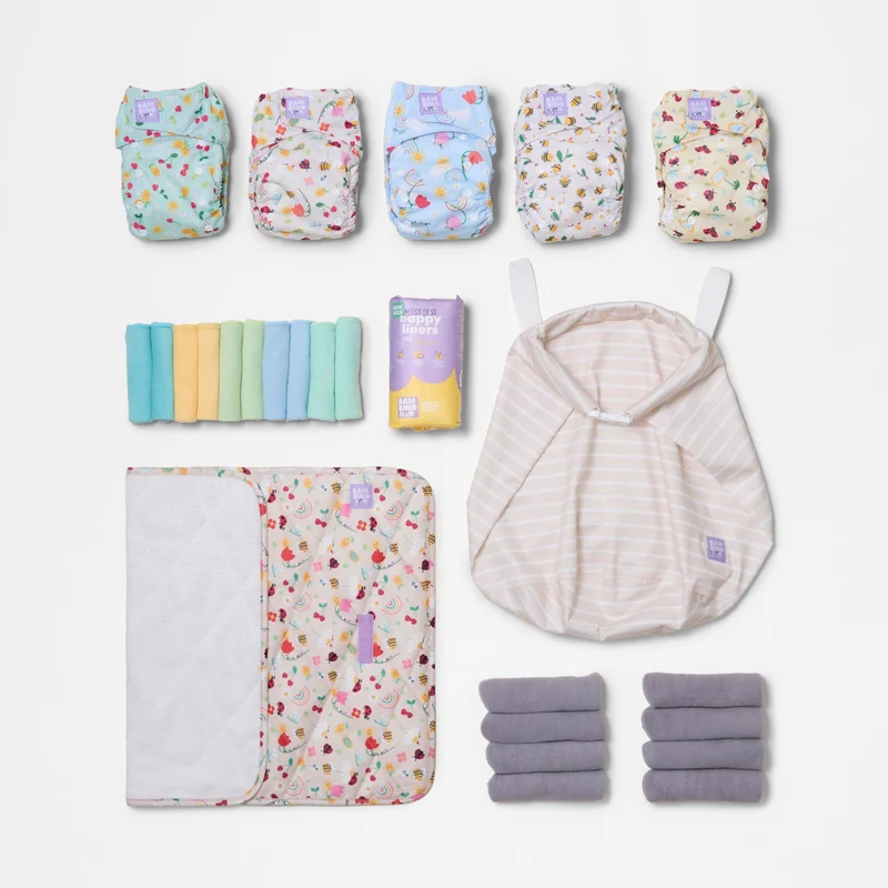 The Newborn Reusable Diaper Starter Bundle in Garden Party