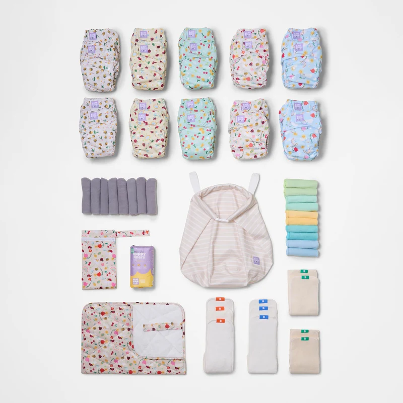 The Everything Reusable Diaper Bundle in Garden Party
