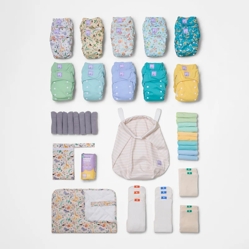 The Everything Reusable Diaper Bundle in Wild Life and Pastels