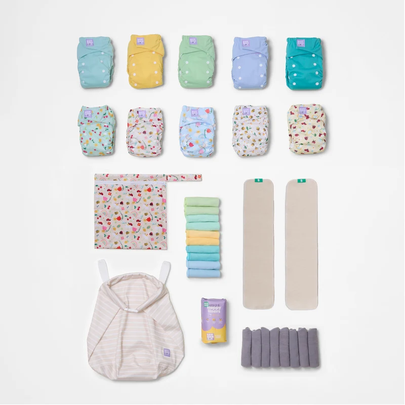 The Essentials Reusable Diaper Bundle in Garden Party + Pastels