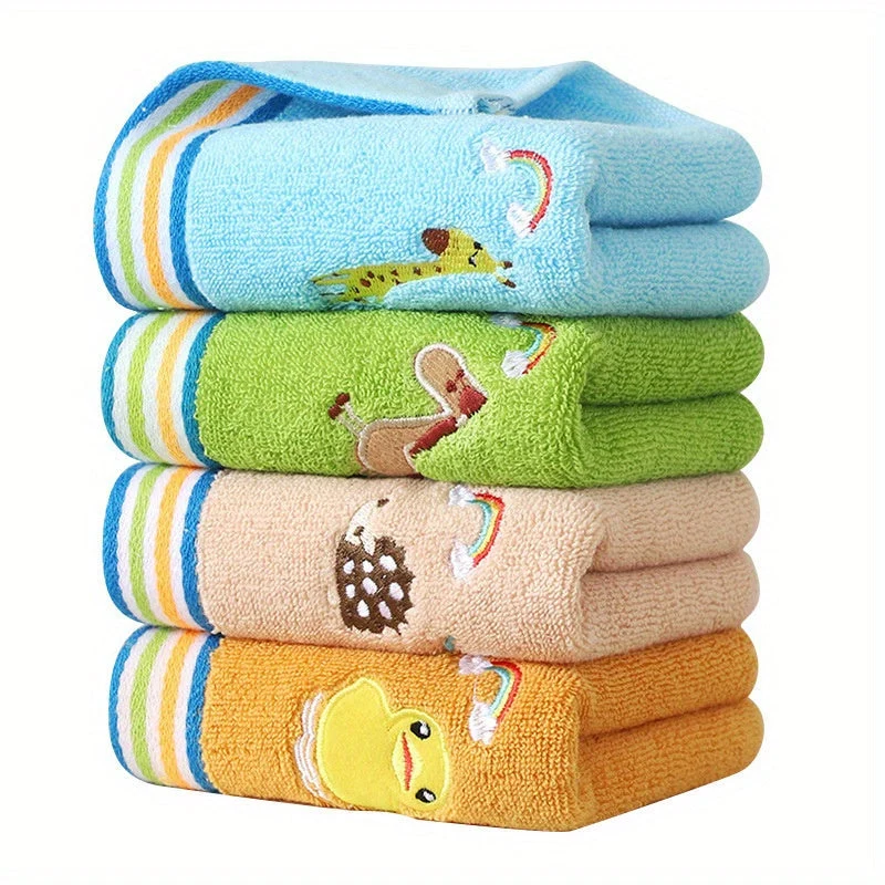 Serviettes en Coton Doux Animaux | Motifs Brodés Ludiques