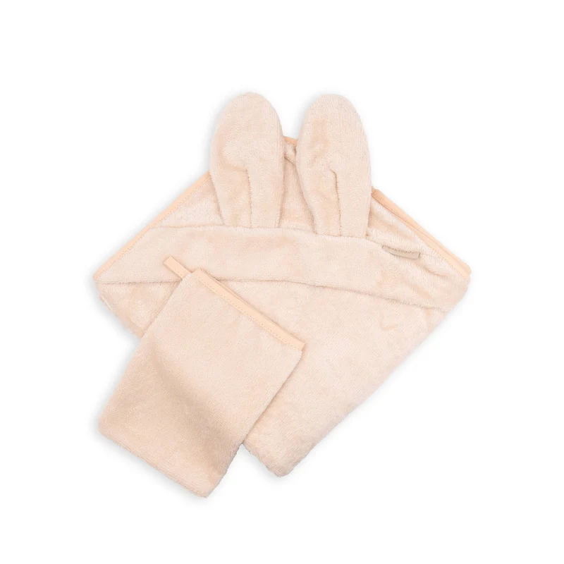 Asciugamano neonato con orecchie + guanto - WATER PEACH 114