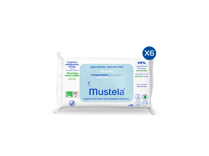 x6 Salviette compostabili all'acqua senza profumo