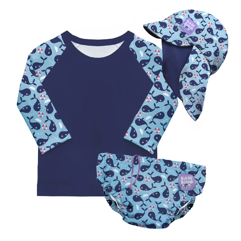 3-Piece Baby Swim Set in Blue Whale