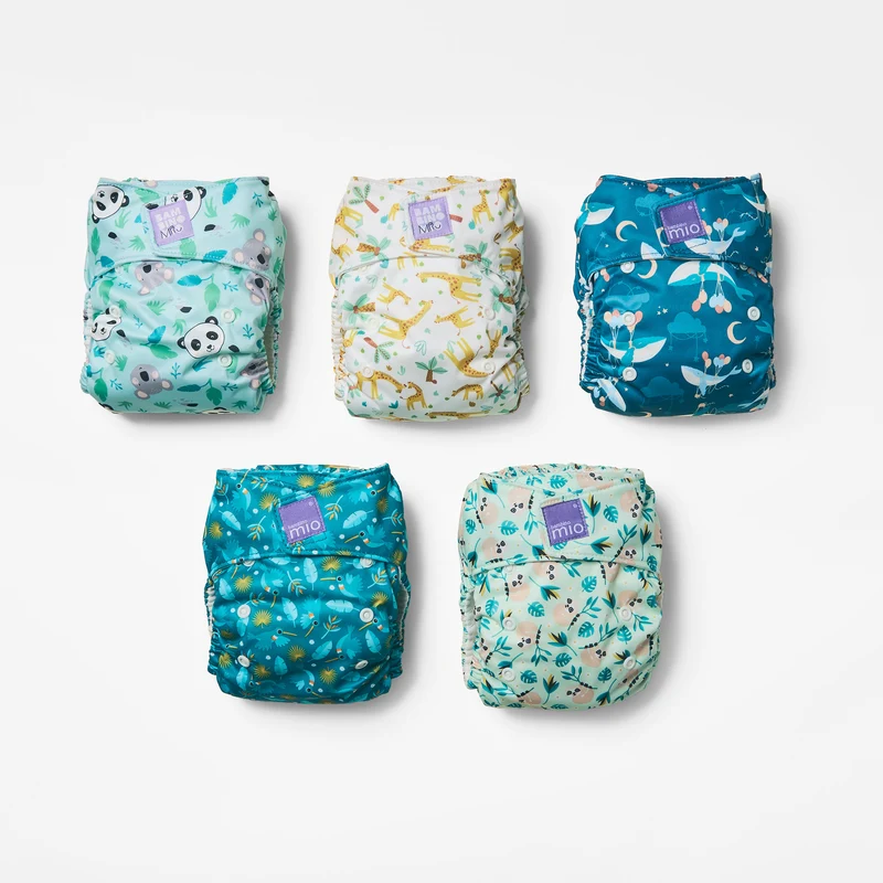 5 Pack Miosolo All-in-One Reusable Diaper in Animal
