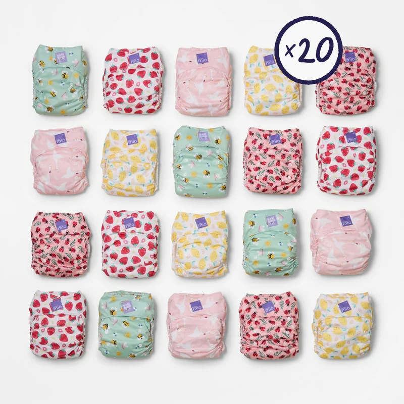 20 Pack Miosolo All-in-One Reusable Diaper in Bugs Life
