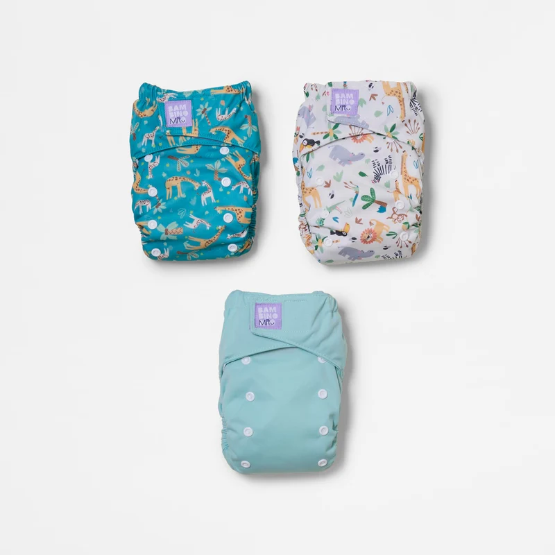 Revolutionary Try-Me-Trio Reusable Diaper Bundle in Wild Life