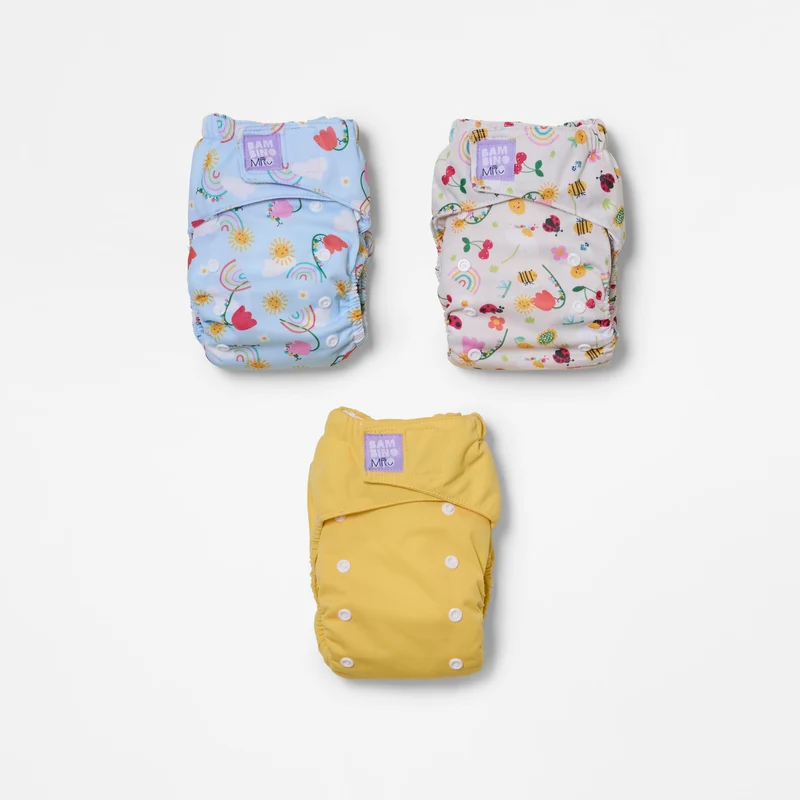 Revolutionary Try-Me-Trio Reusable Diaper Bundle in Garden Party