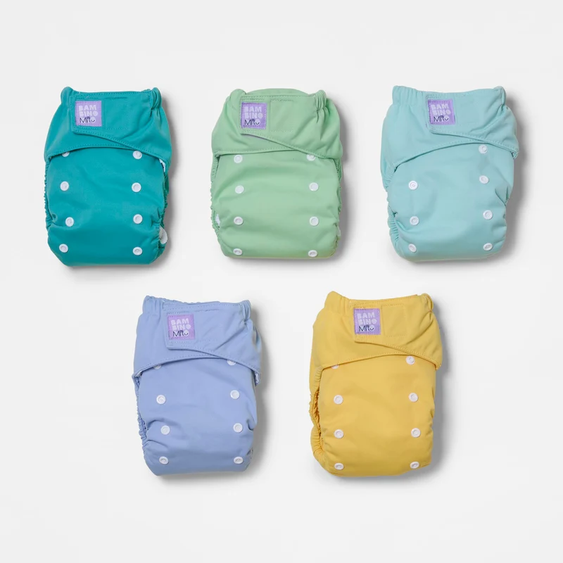 5 Pack Revolutionary Reusable Diaper Bundle in Paintbox Pastels