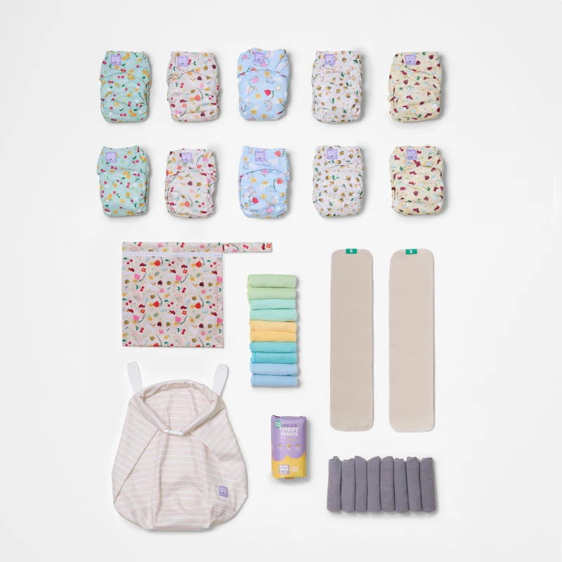 The Essentials Reusable Diaper Bundle in Garden Party