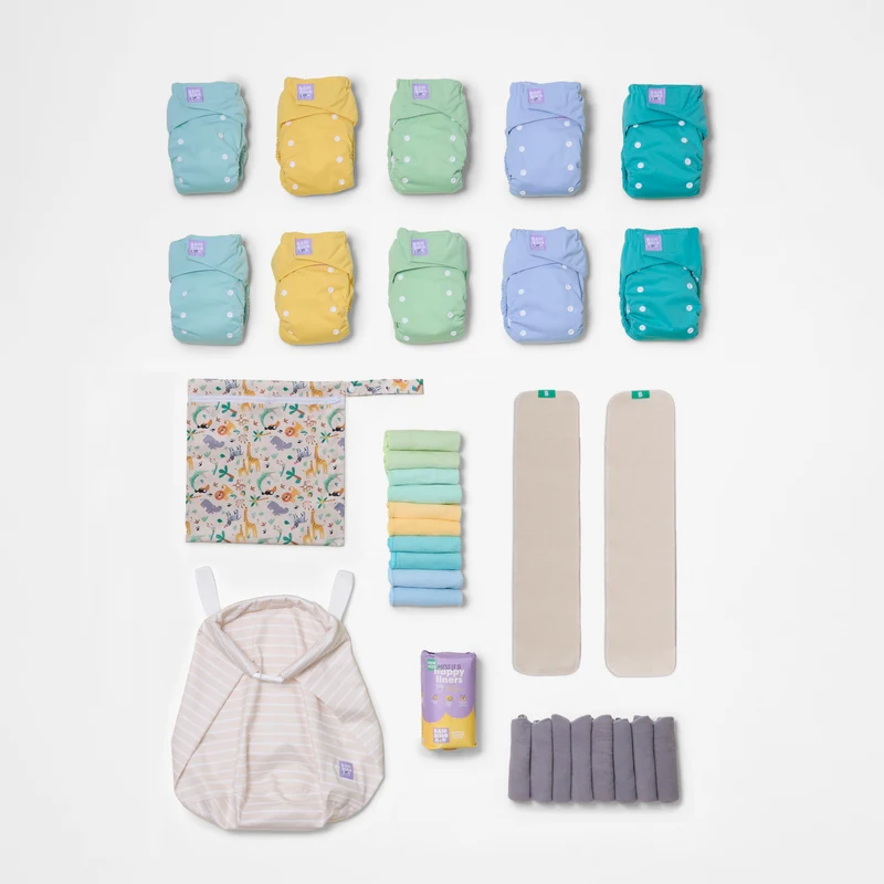 The Essentials Reusable Diaper Bundle in Paintbox Pastels