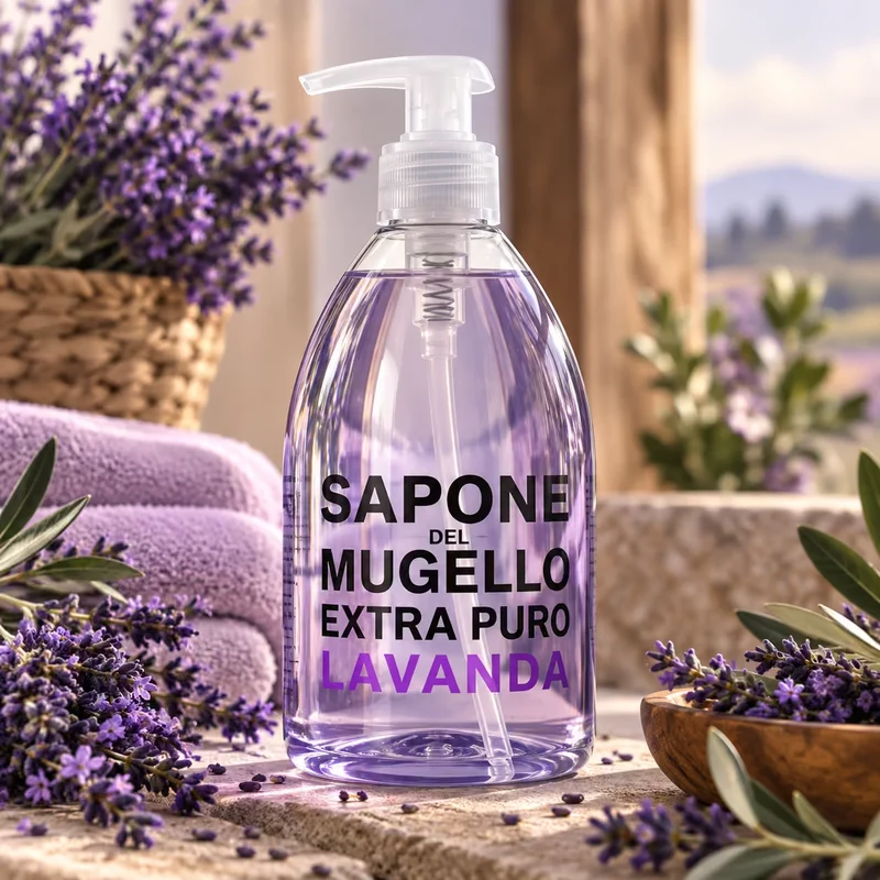 SAPONE DEL MUGELLO EXTRA PURO LAVANDA - Nuova Formula Sapone Viso, Mani e Corpo 500/1000ml