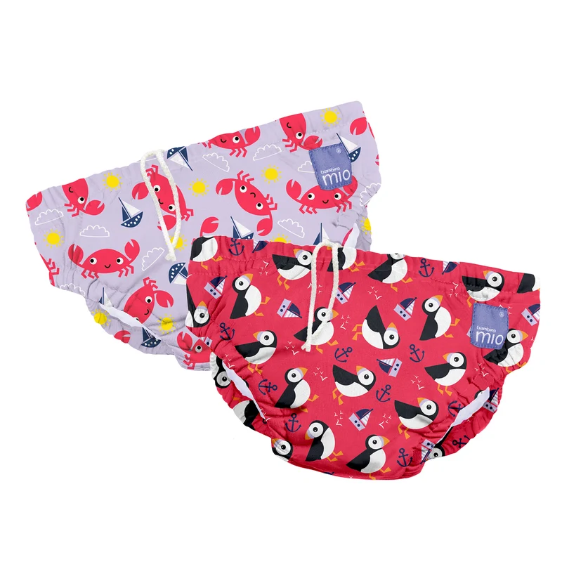 Reusable Swim Diaper 2 Pack in Puffin and Crab