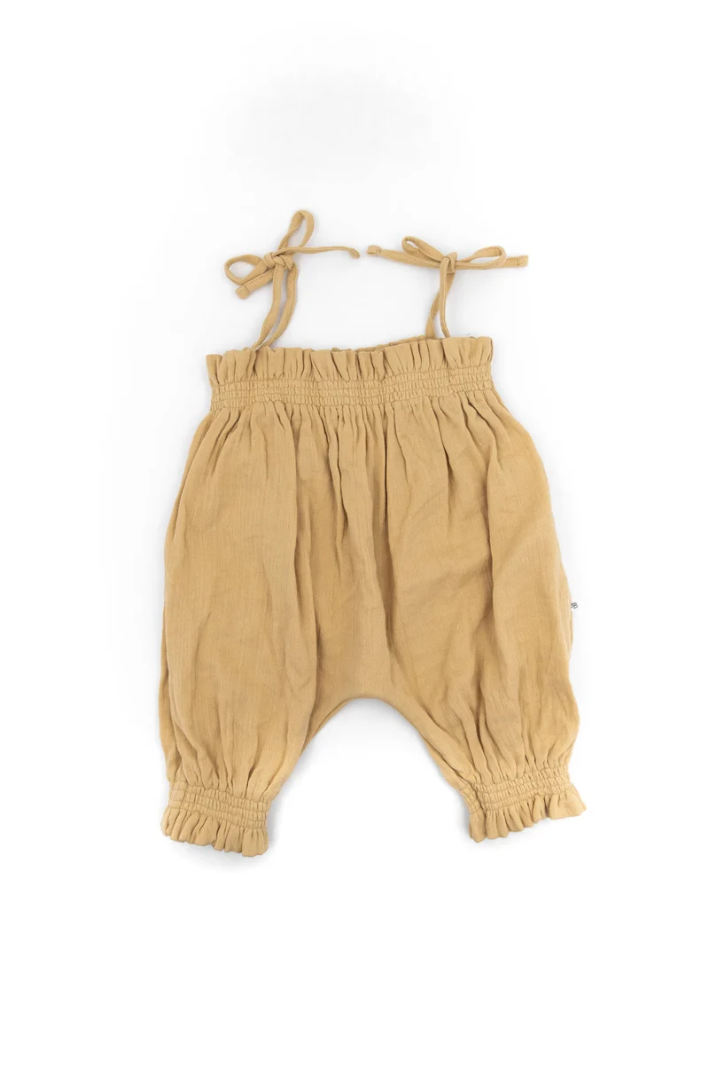 Tutina bimba con lacci spalle - Cammello 62