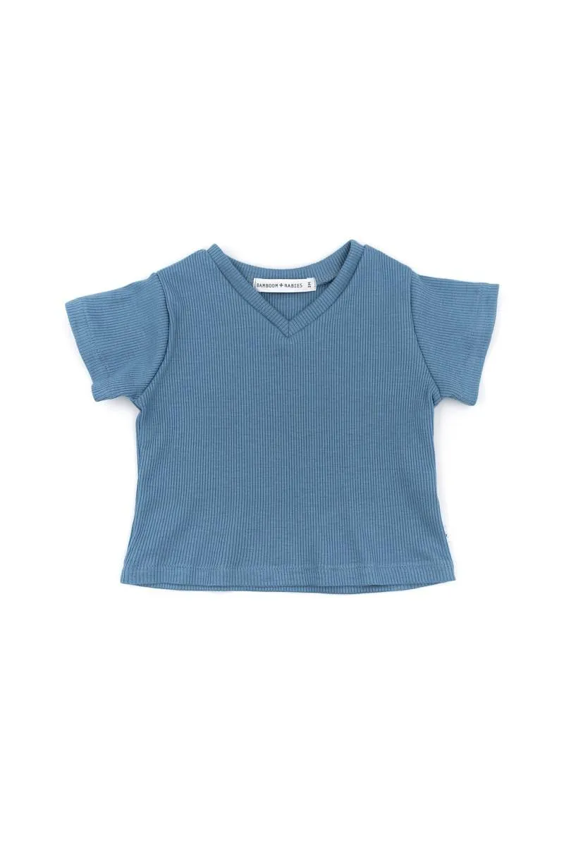 Shirt manica corta scollo V - Blu 336