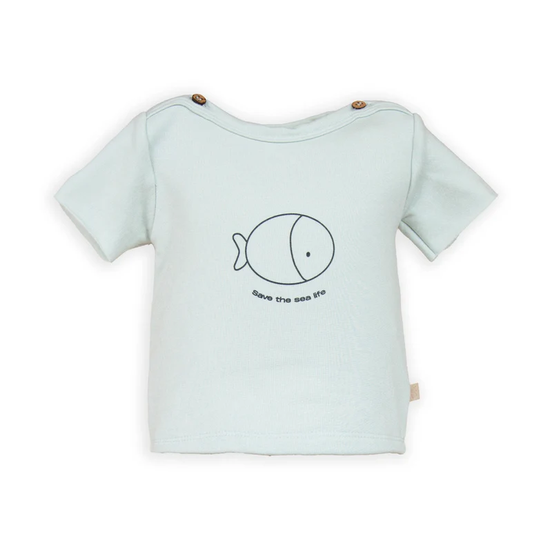 T-shirt a maniche corte con stampa - BLU BLUSH 125