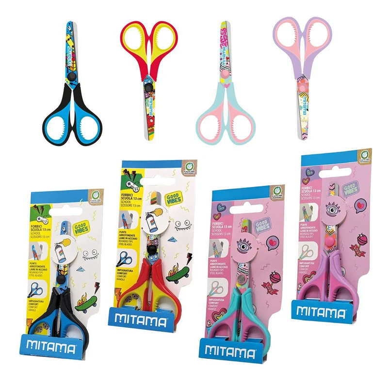 Mitama Forbice Junior, 13 cm, presa in gomma, fantasie ass.te, Bl. 1 pz