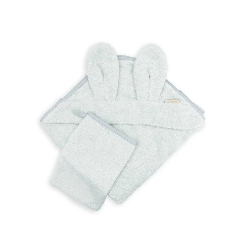 Asciugamano neonato con orecchie + guanto - SKY GREY 352