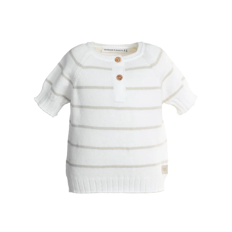 Maglia a righe maniche corte - WARM WHITE 128