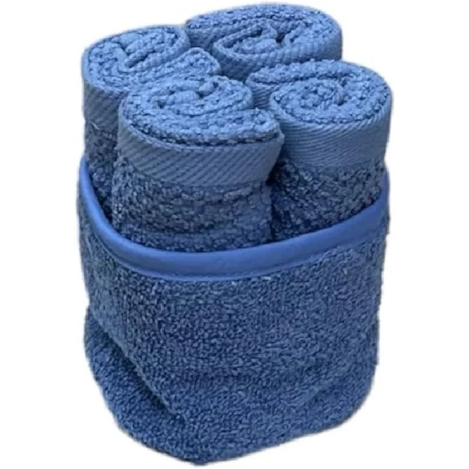 Bassetti Lavette Set 4 Pezzi con Cestino in Spugna da 430 gr. m/q di Puro Cotone cm 30x30