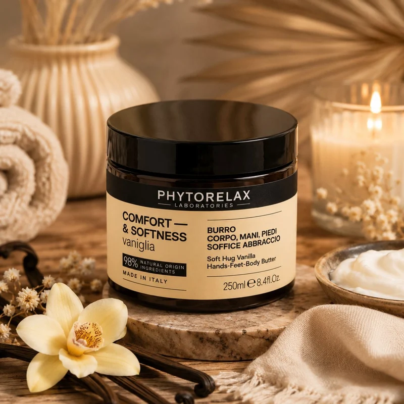 PHYTORELAX COMFORT & SOFTNESS - Burro Corpo, Mani & Piedi Soffice Abbraccio Vaniglia 250 ml