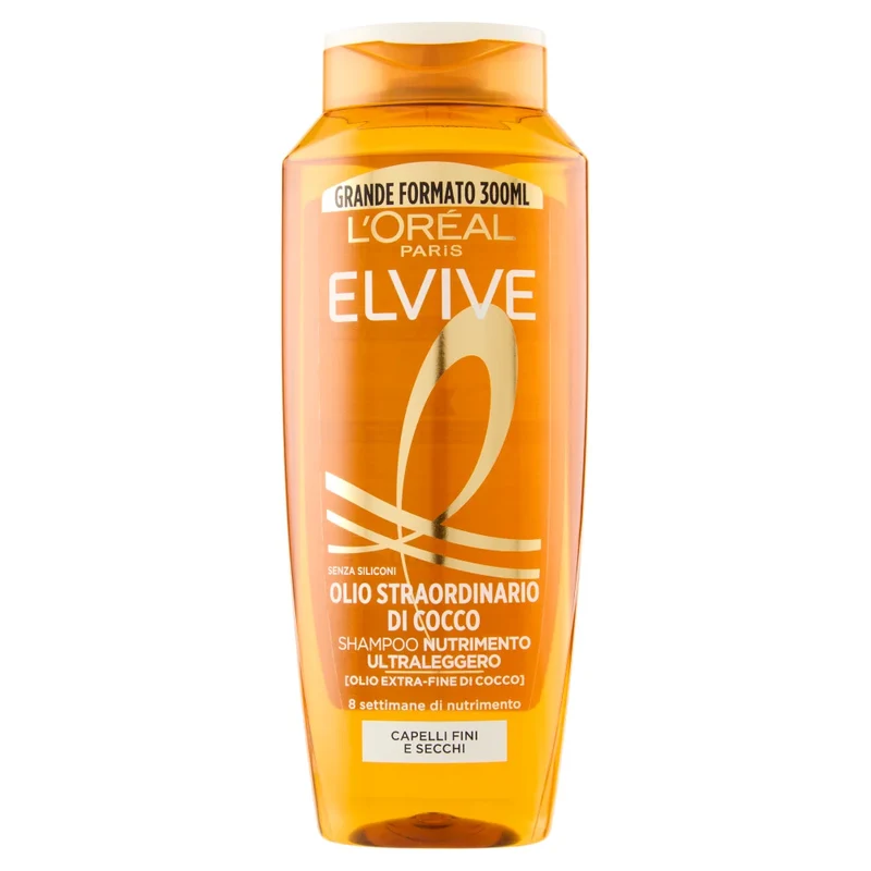 Elvive Olio Straordinario Cocco Shampoo per Capelli Fini, Secchi 300 ml