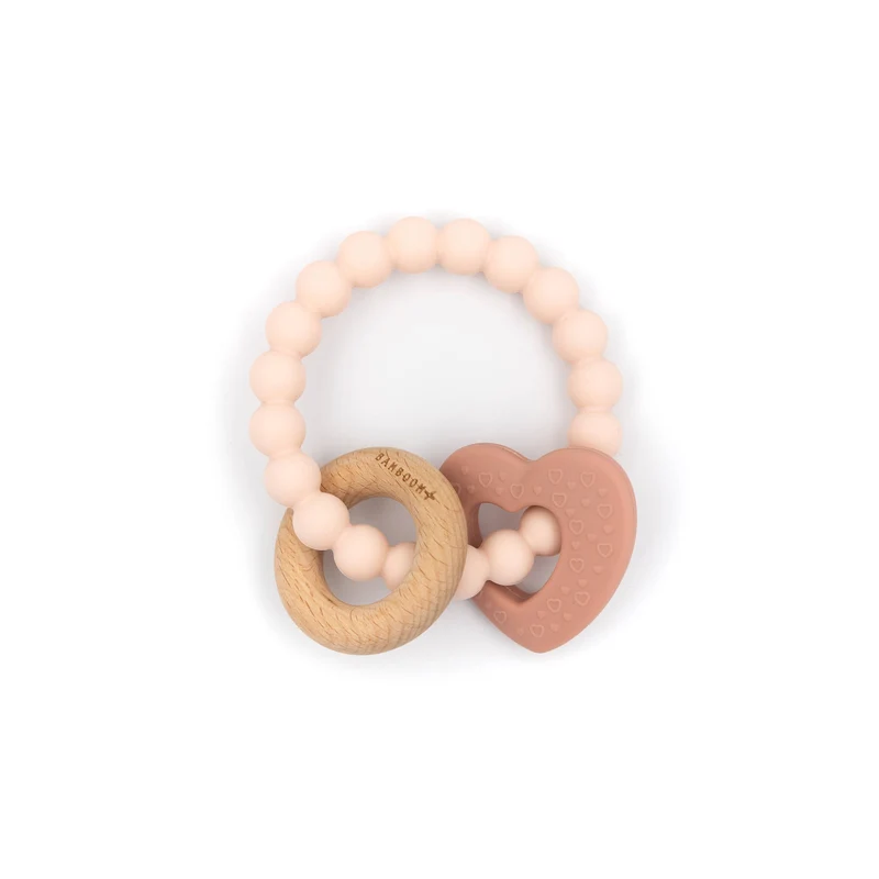 Massaggiagengive legno & silicone cuore - Rosa - ROSA 04