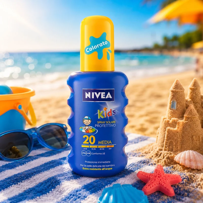 NIVEA SUN KIDS SPRAY SOLARE PROTETTIVO SPF20 - Colorato e Resistente All'acqua 200ml