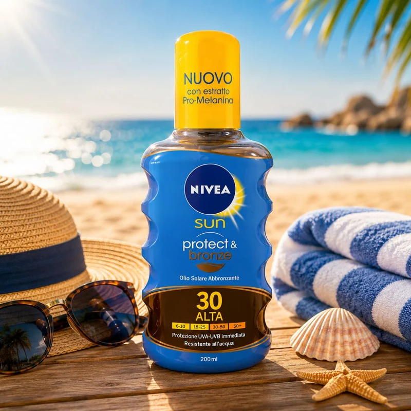 NIVEA SUN PROTECT & BRONZE SPRAY OLIO SOLARE ABBRONZANTE SPF30 - Resistente All'acqua 200ml