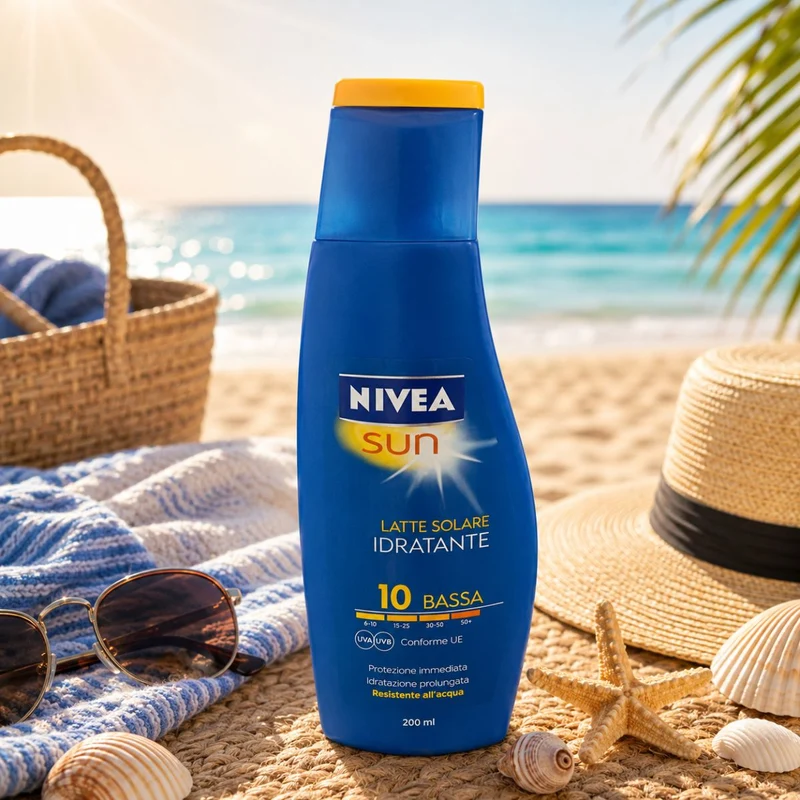 NIVEA SUN LATTE SOLARE IDRATANTE SPF10 - Rinfrescante e Resistente All'acqua 200ml