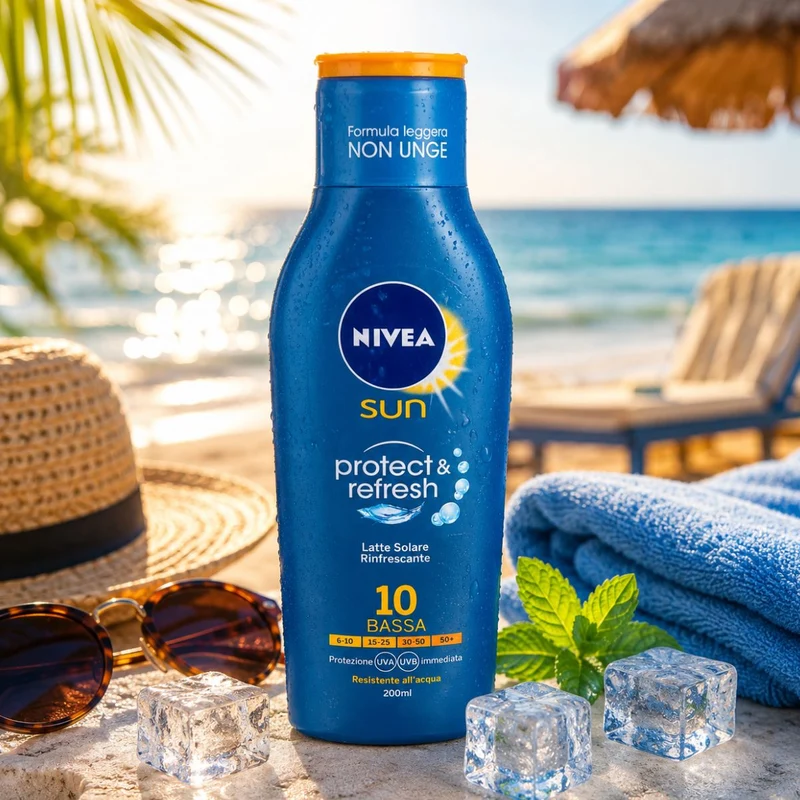 NIVEA SUN PROTECT & REFRESH LATTE SOLARE SPF10 - Rinfrescante e Resistente All'acqua 200ml
