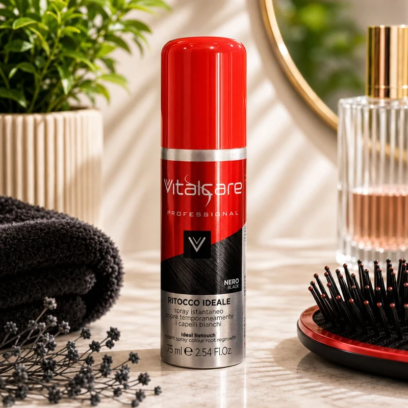 VITALCARE PROFESSIONAL RITOCCO IDEALE SPRAY ISTANTANEO NERO - Copre i Capelli Bianchi Temporaneamente 75ml