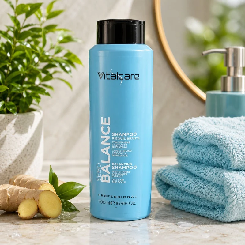 VITALCARE PROFESSIONAL SEBO BALANCE SHAMPOO RIEQUILIBRANTE - Con Vitamina E, Estratto Di Zenzero 500ml