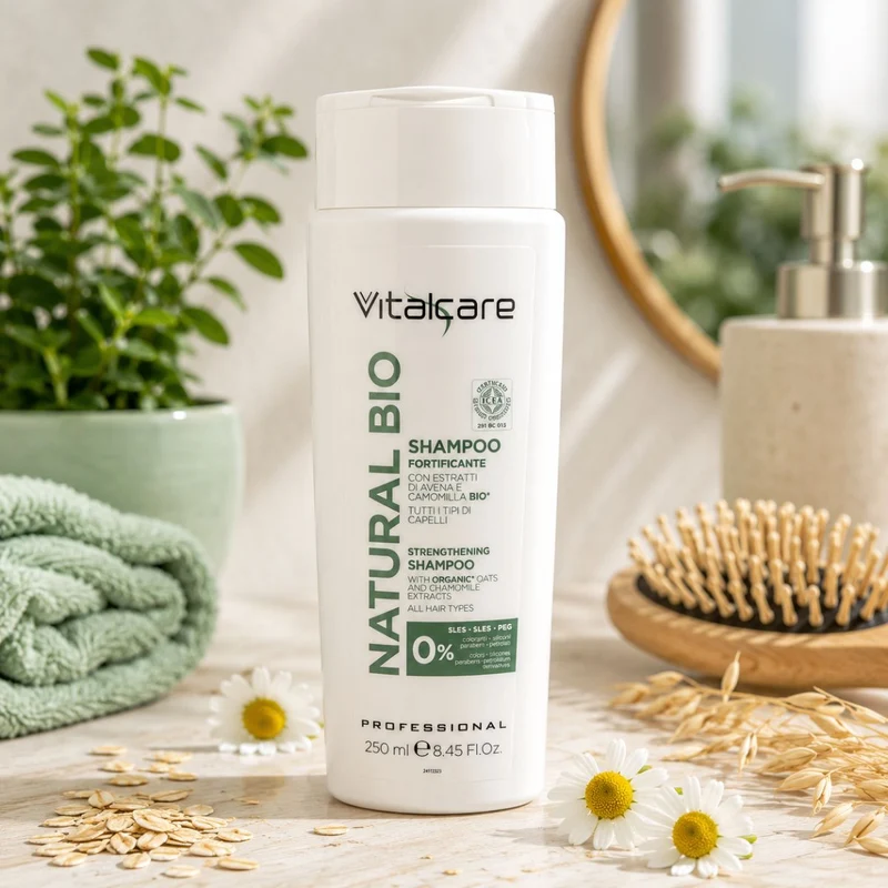 VITALCARE PROFESSIONAL NATURAL BIO SHAMPOO FORTIFICANTE - Con Estratti Di Avena e Camomilla Bio 250ml