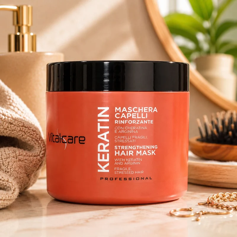 VITALCARE PROFESSIONAL KERATIN MASCHERA CAPELLI RINFORZANTE - Con Cheratina e Arginina 500ml