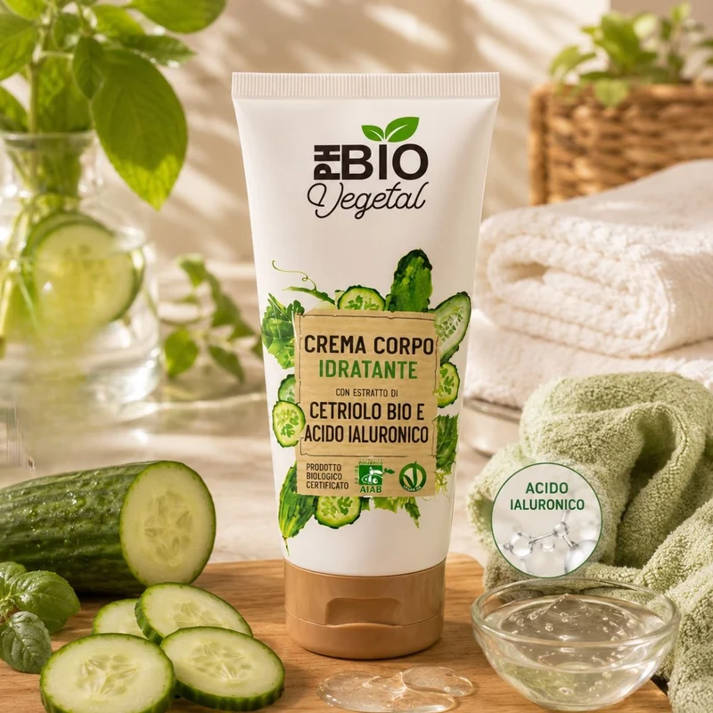 PH BIO VEGETAL CREMA CORPO IDRATANTE CON ESTRATTO DI CETRIOLO BIO E ACIDO IALURONICO - 200ml