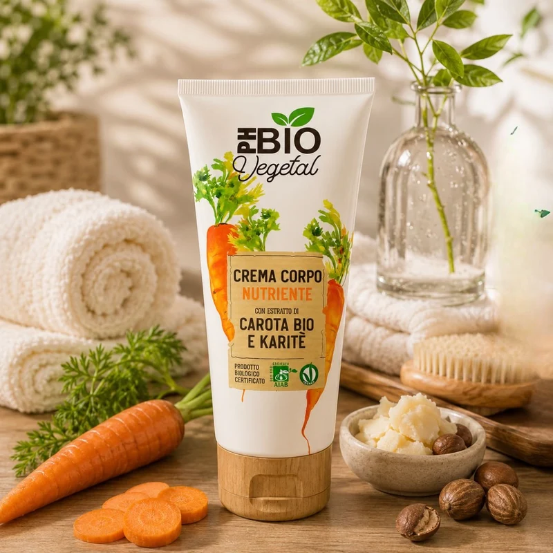 PH BIO VEGETAL CREMA CORPO NUTRIENTE CON ESTRATTO DI CAROTA BIO E KARITÉ - 200ml