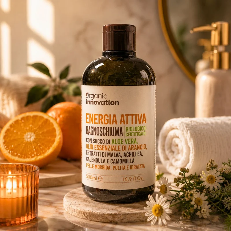 ORGANIC INNOVATION BAGNOSCHIUMA ENERGIA ATTIVA - Aloe Vera e Oli Essenziali Di Arancio 500ml