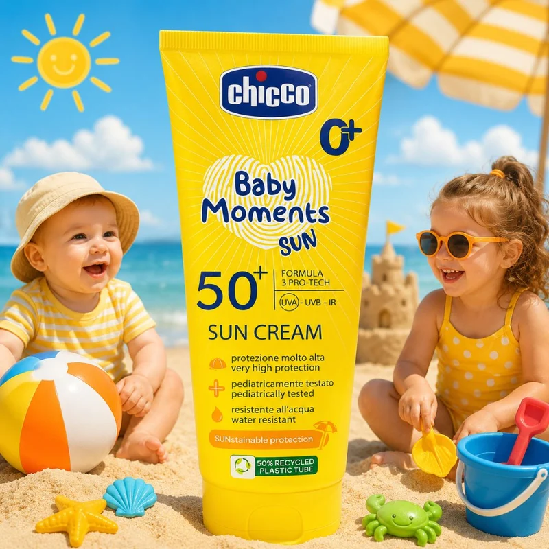 CHICCO BABY MOMENTS SUN CREMA SOLARE SPF50+ - Protezione Molto Alta Neonati & Bambini 75ml