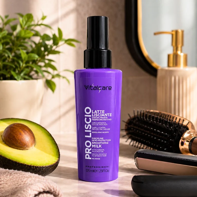 VITALCARE PROFESSIONAL PRO LISCIO - Latte Lisciante Disciplinante Termo-Protettivo Con Cheratina e Olio Di Avocado 125ml