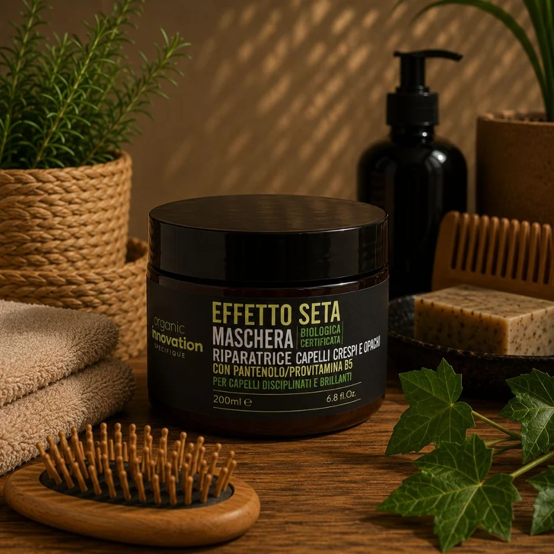 ORGANIC INNOVATION EFFETTO SETA MASCHERA RIPARATRICE – Capelli Crespi e Opachi 200ml