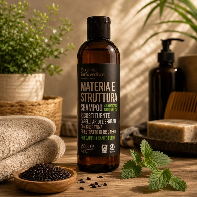 ORGANIC INNOVATION MATERIA E STRUTTURA SHAMPOO RICOSTITUENTE – Capelli Aridi e Sfibrati 250ml