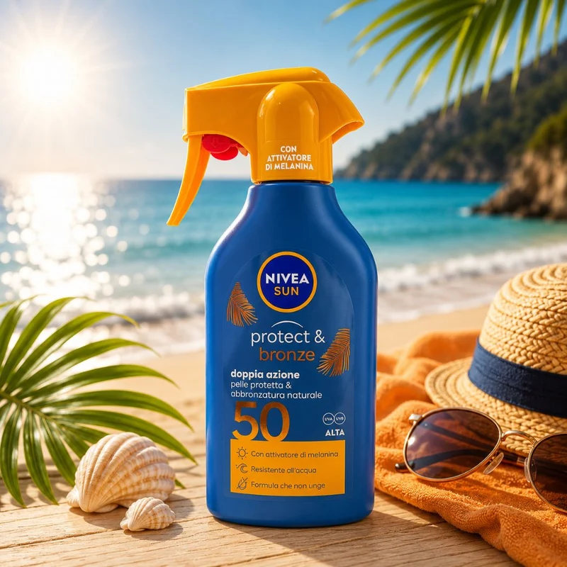 NIVEA SUN PROTECT & BRONZE SPRAY SOLARE SPF 50 – Pelle Protetta & Abbronzatura Naturale 250ml