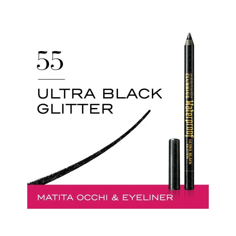Bourjois Contour Clubbing Waterproof Matita Occhi 1,2g 055 Ultra Black Glitter