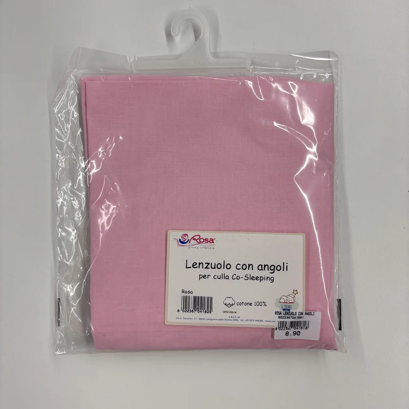Rosa lenzuolo con angoli per co sleeping (Lista n Celeste)