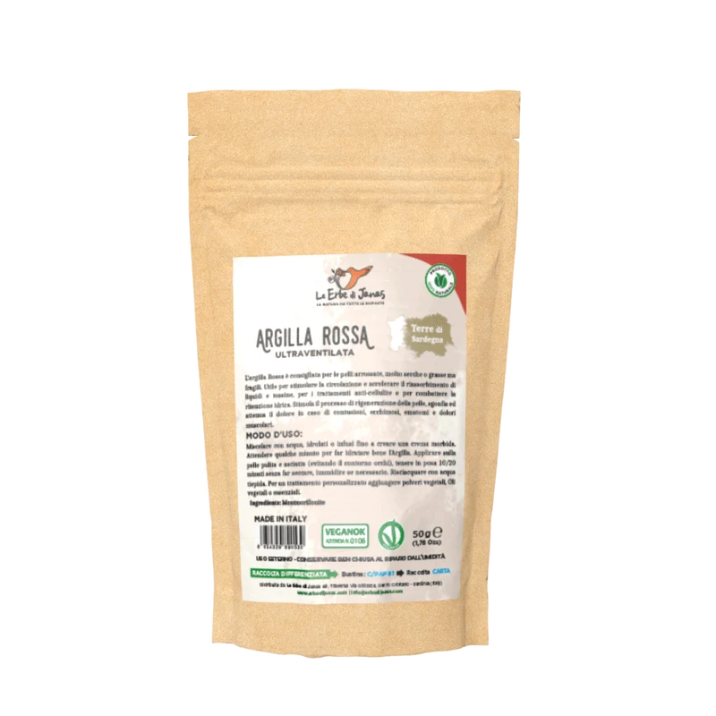 Argilla Rossa – Materia Prima Cosmetica purificante per pelle secca e fragile