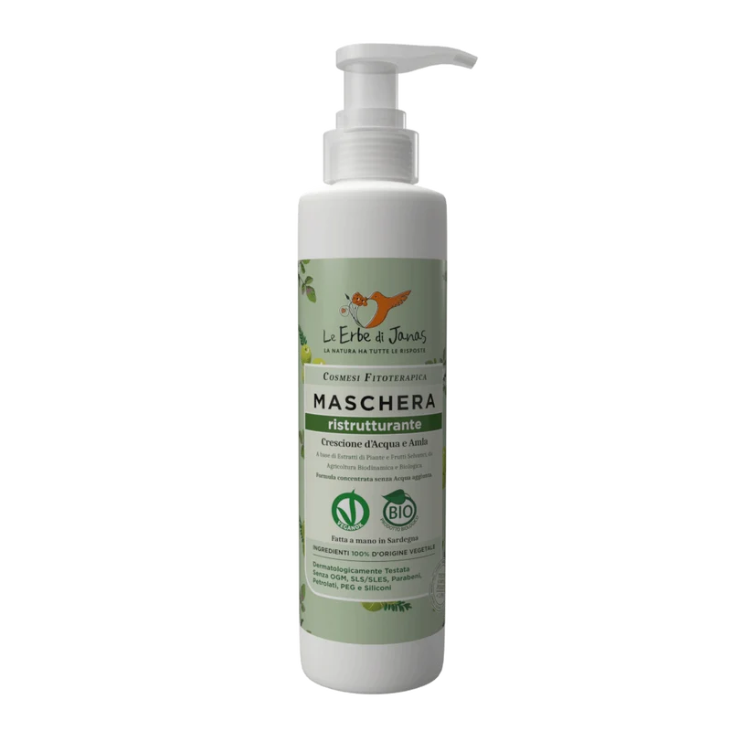 Maschera Ristrutturante Crescione ed Amla – Trattamento Rinforzante per Capelli Sottili e Danneggiati